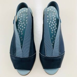 Womens Cloud Caliber peep-toe flat slip-on 7M